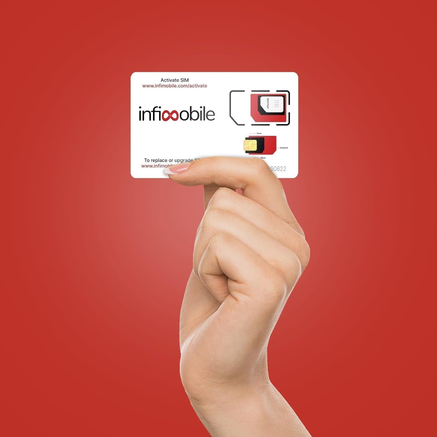 Infimobile SIM card being inserted into a smartphone