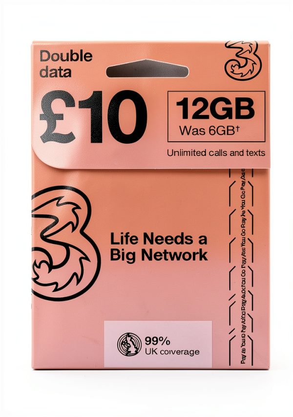 Three Mobile 12GB European Travel SIM-0