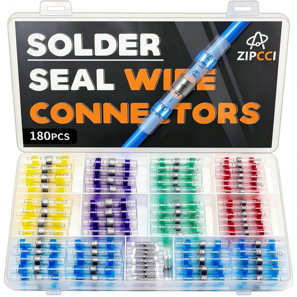 ZIPCCI solder seal wire connectors being installed on a car harness