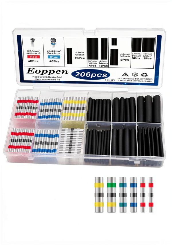 Eoppen Heat Shrink Solder Wire Connectors 206pcs En-23 Waterproof-0