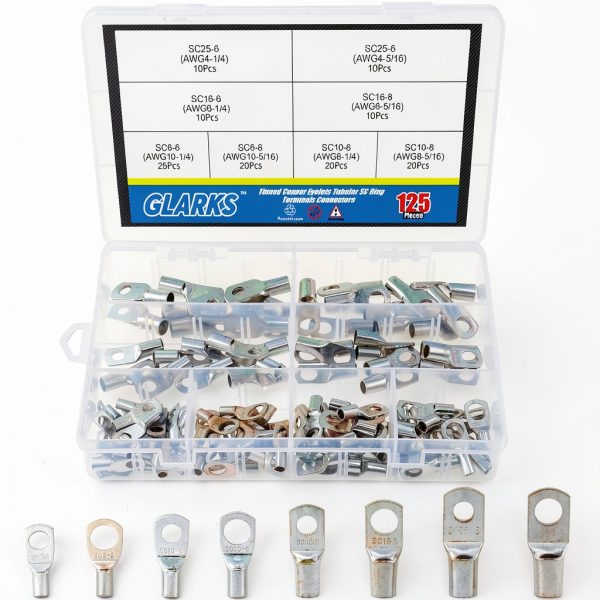 SC Ring Terminal Set Silver 125pcs SCA B Marine Grade Glarks-0