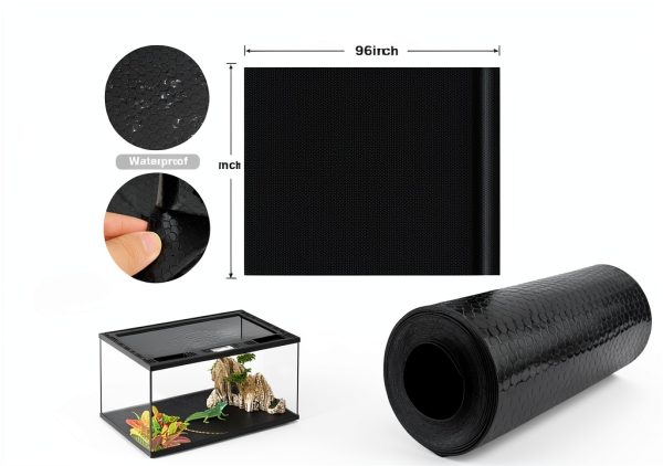 120 Gallon Reptile Terrarium Mat Liner, 96" X 24" Bearded Dragon Tank Accessories, Bearded Dragon Substrate flooring for 4x2x2 Reptile Enclosure, Reptile Bedding Carpet for Gecko,Lizard, Black-4