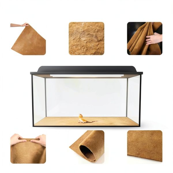 Haull 4 Pcs Reptile Carpet Pet Terrarium Floor Liners Bedding Substrate Liner Supplies Reptile Cage Mat Tank Accessories for Lizard Bearded Dragon Tortoise Snake Leopard (47 x 24 Inch, Coffee)-2