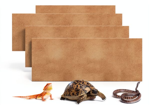Haull 4 Pcs Reptile Carpet Pet Terrarium Floor Liners Bedding Substrate Liner Supplies Reptile Cage Mat Tank Accessories for Lizard Bearded Dragon Tortoise Snake Leopard (47 x 24 Inch, Coffee)-0