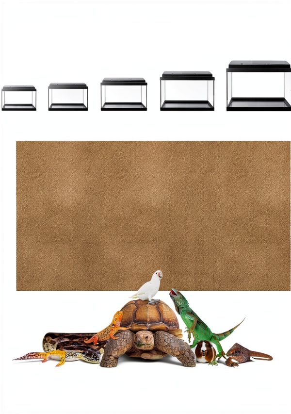 Haull 4 Pcs Reptile Carpet Pet Terrarium Floor Liners Bedding Substrate Liner Supplies Reptile Cage Mat Tank Accessories for Lizard Bearded Dragon Tortoise Snake Leopard (47 x 24 Inch, Coffee)-1