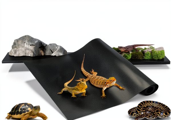 120 Gallon Reptile Terrarium Mat Liner, 96" X 24" Bearded Dragon Tank Accessories, Bearded Dragon Substrate flooring for 4x2x2 Reptile Enclosure, Reptile Bedding Carpet for Gecko,Lizard, Black-0